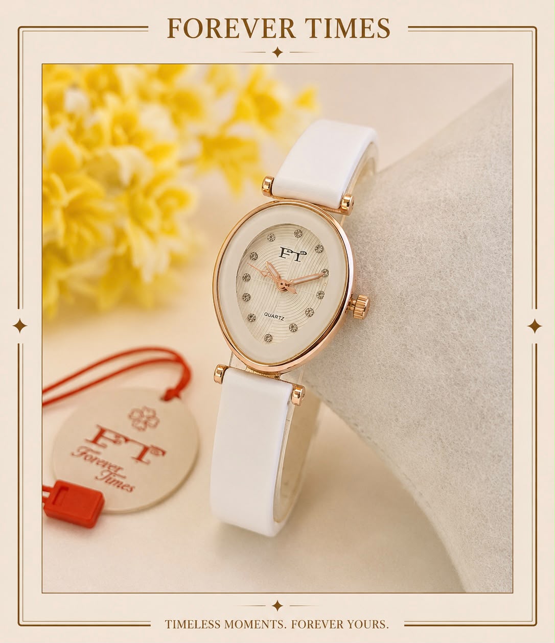 FT Luna Pearl Rubber Belt Watch Forever Times